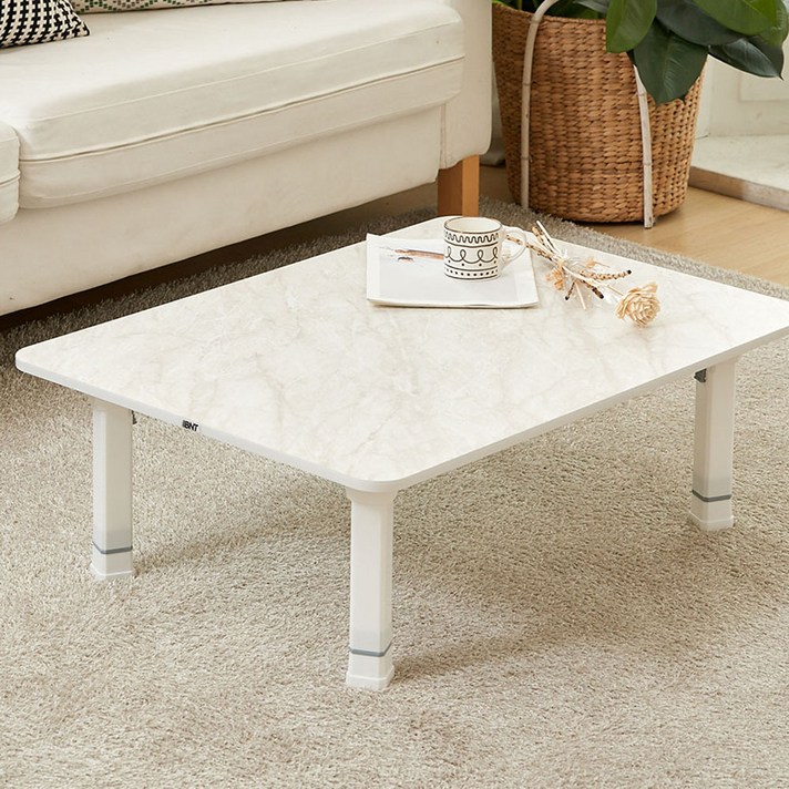 BHOME LPM 마블 라운드 접이식 테이블 800 x 600 mm, 혼합색상