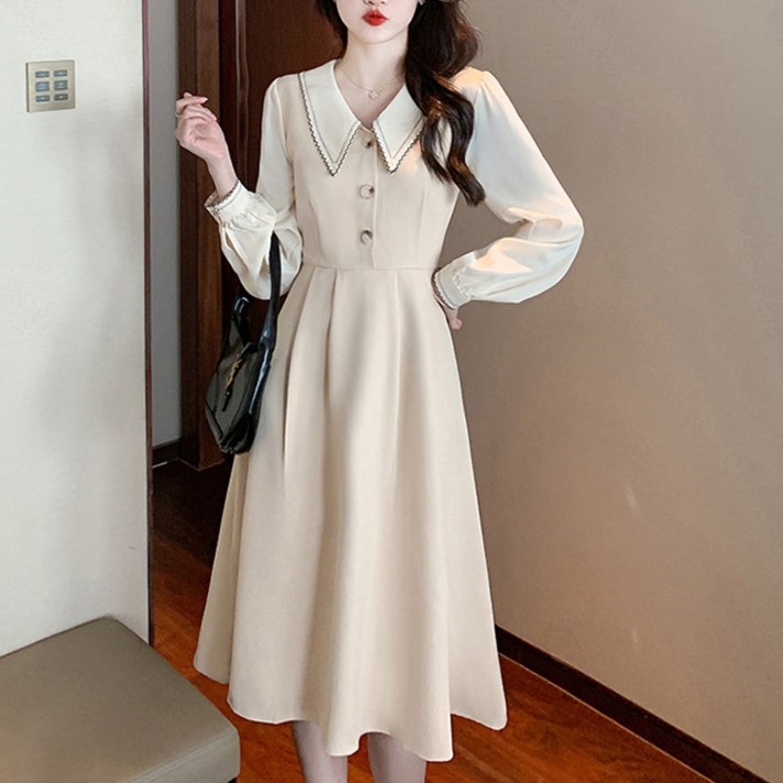 페이퍼먼츠 엔티크 빅 셔츠카라 긴팔 블라우스 정장 원피스 04047 빅사이즈 포함