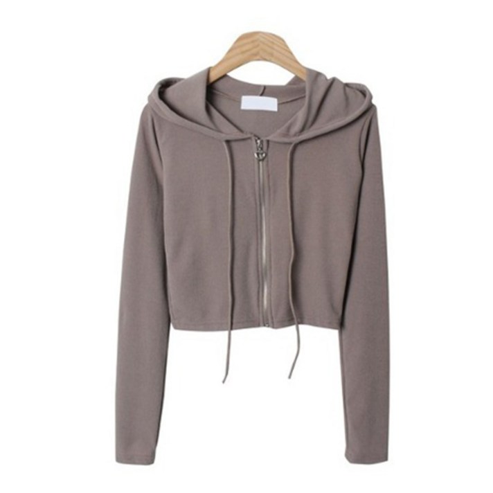 시크블랙 앤젤라 하트 지퍼 슬림핏 골지 세미크롭 후드집업 cpjk5605k43