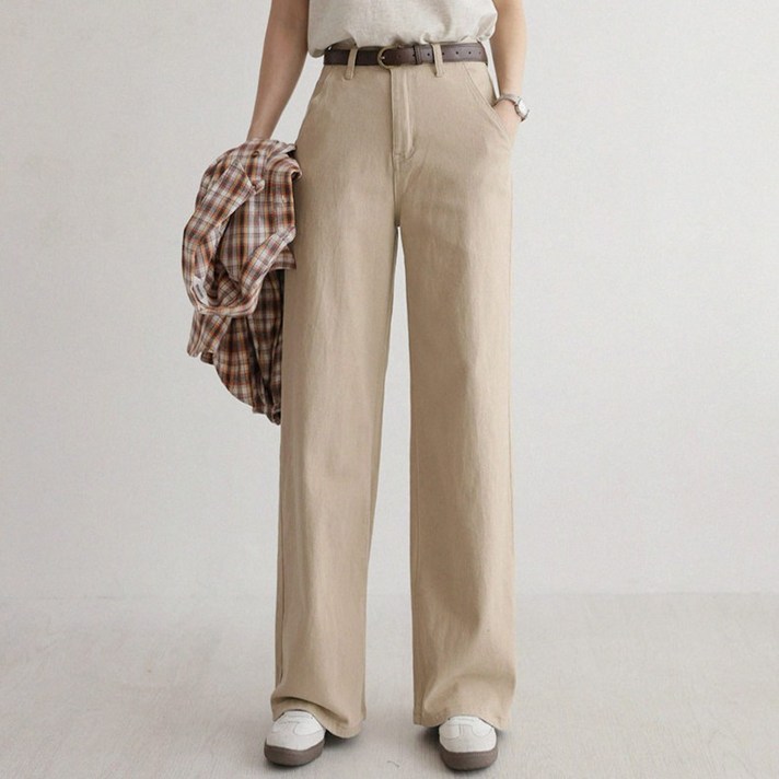 앤드스타일 여성용 롱기본숏 3단기장 딱맞진32탄 트렌디핏 코튼트윌 인밴딩 와이드 팬츠 264957