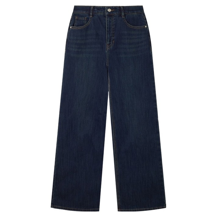 로엠 여성용 벨로아 기모 와이드 데님 팬츠