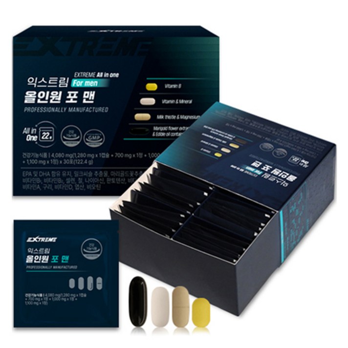 익스트림 올인원 포 맨 멀티비타민, 30회분, 1개