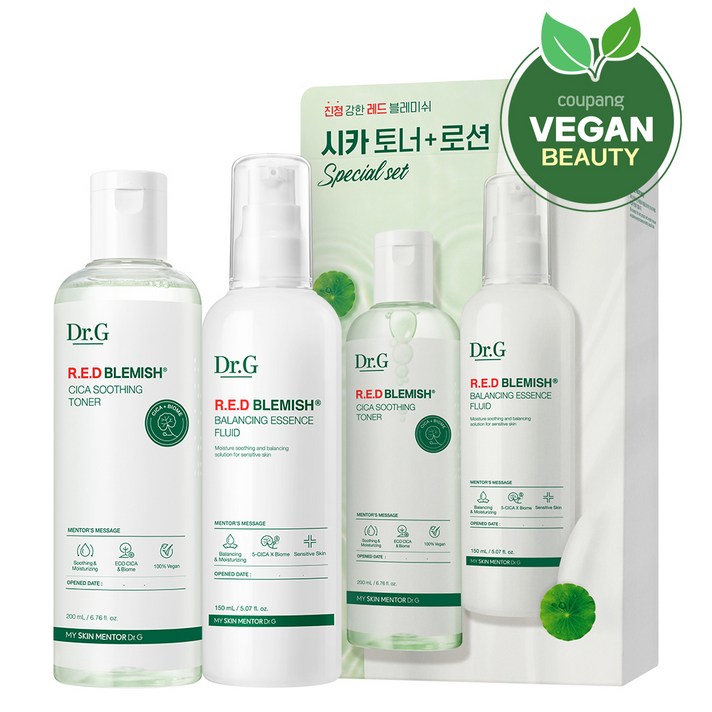 닥터지 레드 블레미쉬 시카 수딩 토너 200ml 에센스 플루이드 150ml 세트, 1세트
