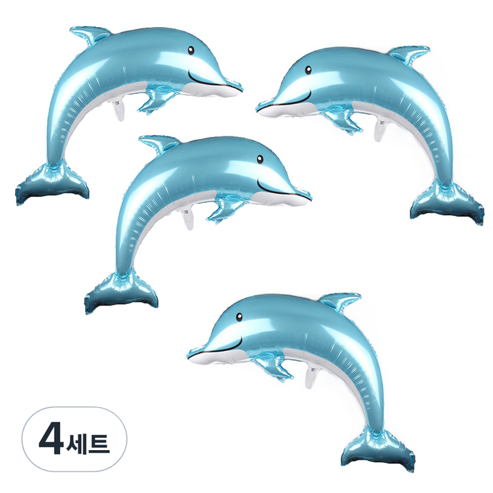 파티쇼 파스텔 돌고래 은박 풍선 세트 C, 혼합 색상, 4세트