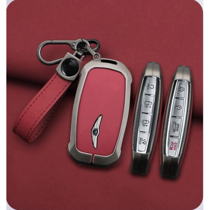 제니로이드 제네시스 호환 GV80,G80,GV70, G70 고급형 키 케이스, 와인 레드