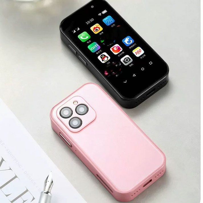 초미니 휴대폰 스마트폰 세컨 투폰 초소형 핸드폰 검은색 2GB16GB 일반판, 핑크, 64GB