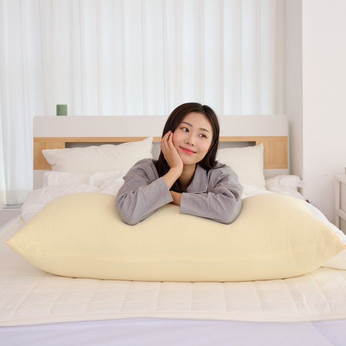 끌어안기 딱 좋은 크림 사각 바디필로우 커버만 솜 별도 , 데이지 옐로우