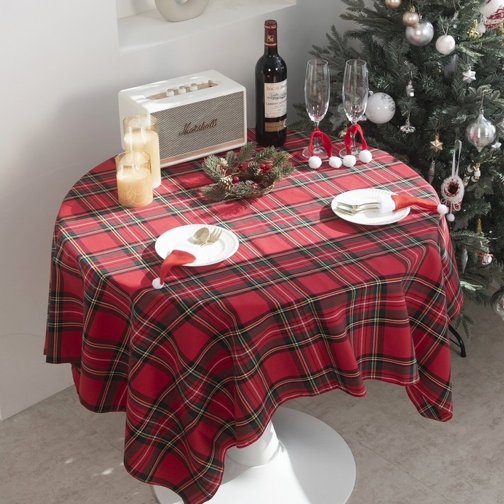 메리파티 크리스마스 식탁보 자체제작 레드 테이블보, 직6인145x220cm, 레드, 1개