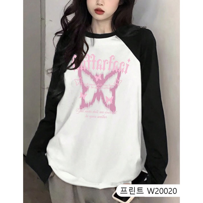 여성 긴팔 티 T003 순면 오버핏 프린트 나그랑 티셔츠 여성 긴팔 티 T003 순면 오버핏 프린트 나그랑 티셔츠