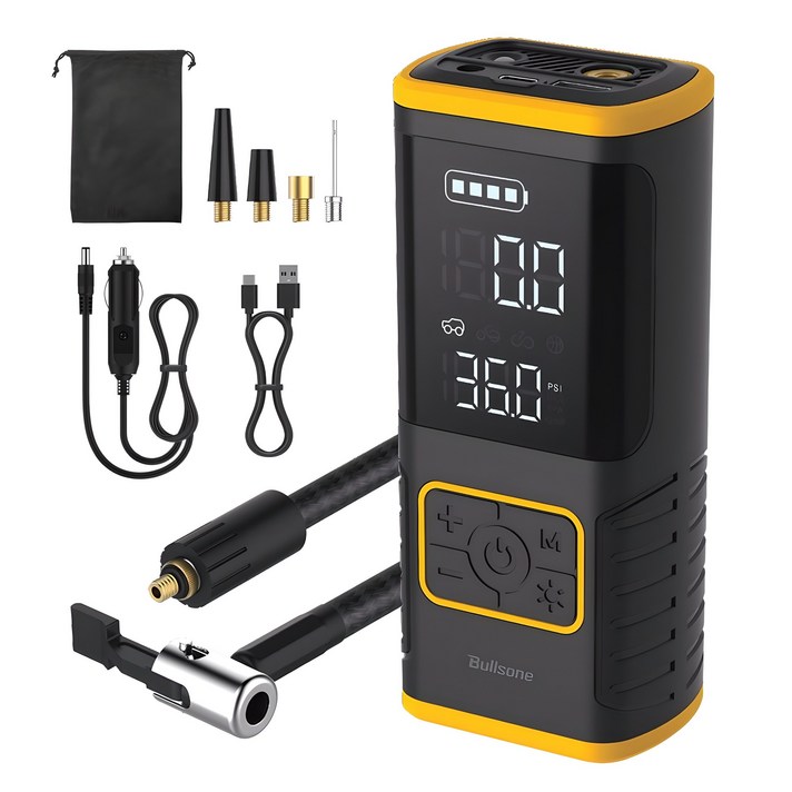 불스원 차량용 타이어 에어펌프 공기압 주입기 6000mAh, 검정, 1개 불스원 차량용 타이어 에어펌프 공기압 주입기 6000mAh, 검정, 1개