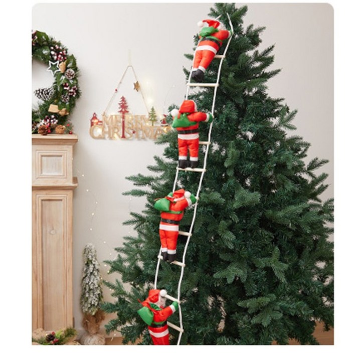 BCQ 사다리타는 산타클로스 인형 크리스마스 트리 오르기 장식 소품 창문 벽걸이 실내 장식용 산타인형, 3세트, ONE COLOR