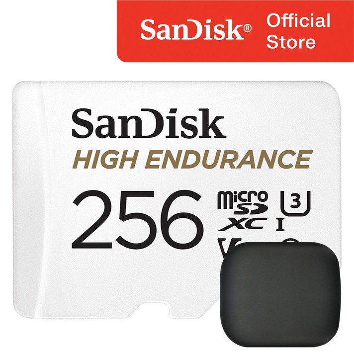 샌디스크 High Endurance 블랙박스 마이크로 SD 카드 / 메모리 보관 케이스, 256GB