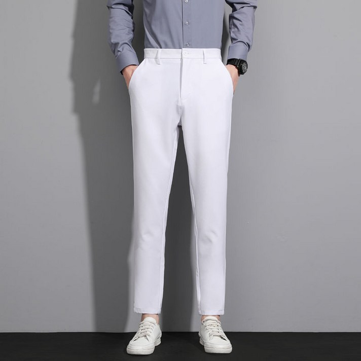 캐주얼 남성용 긴바지 봄 여름 슬림핏 남자 정장 바지 패션 빅사이즈 남성 일자 블레이저 긴바지 CJJ