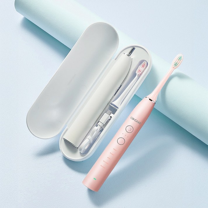 씨앤케어 휴대용 음파 전동칫솔 스마트 브러쉬 장착 CP3005, 1개, 라이트핑크, CP3005