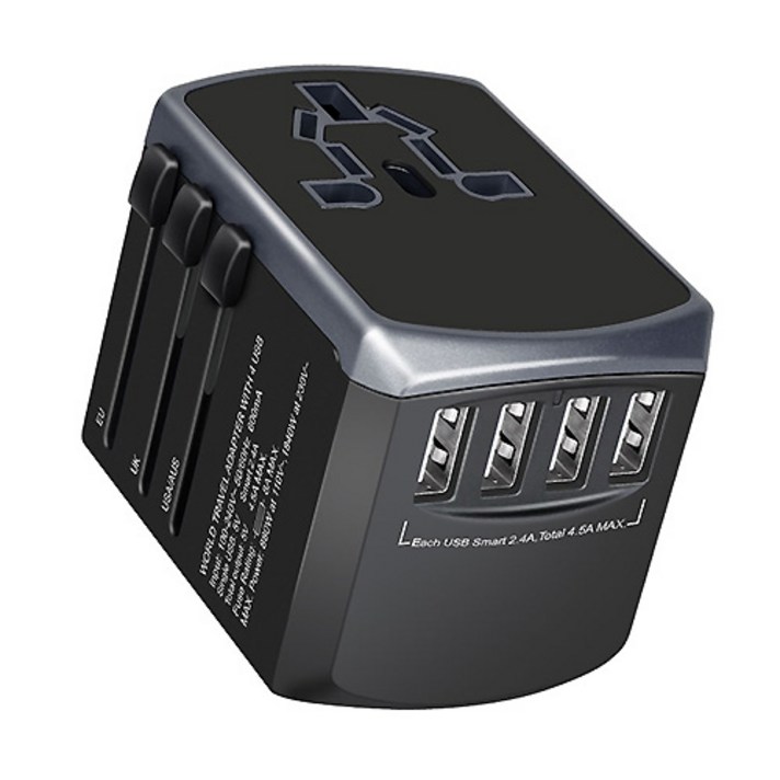 오빅 해외여행용 멀티어댑터 플러그 미국 유럽 아시아등 150여개국 호환 USB3포트 보관케이스포함, 어답터 실버, 1개 오빅 해외여행용 멀티어댑터 플러그 미국 유럽 아시아등 150여개국 호환 USB3포트 보관케이스포함, 어답터 실버, 1개