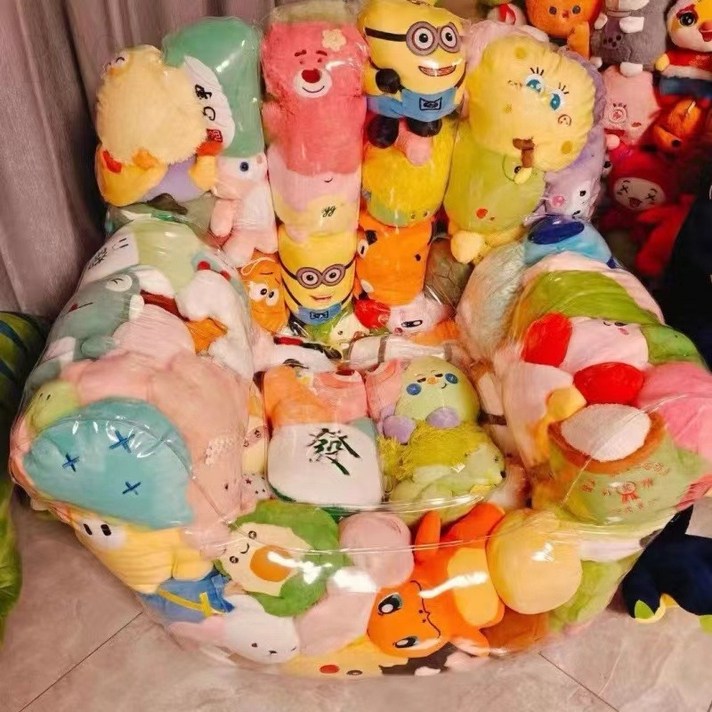 BCQ 투명 인형수납형 쇼파 지퍼형 DIY 인형정리 소파 체어 PVC 의자 인형채움 소파커버 대형