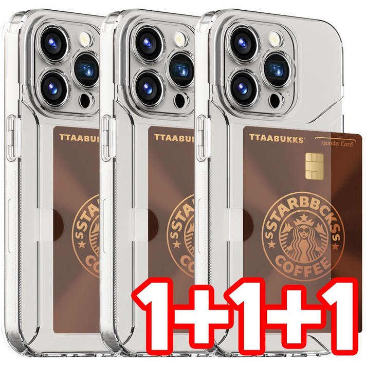 벌크온 111 아이폰 15 프로 플러스 프로맥스 카드 수납 엑스 핏 슬라이드 투명 젤리 케이스