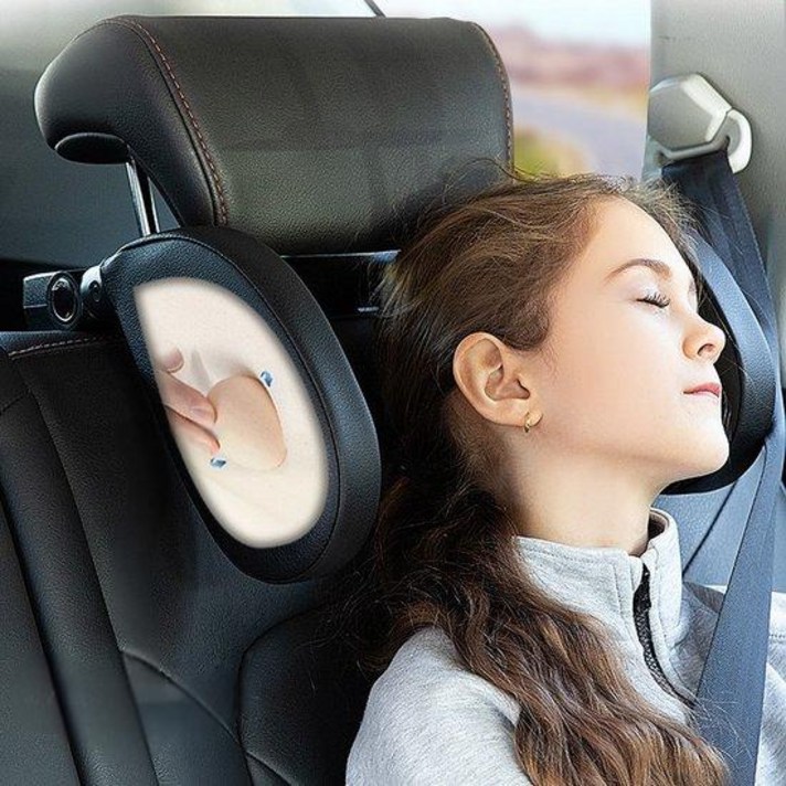 이하니 스마트 헤드레스트 차량용 목쿠션, 블랙, 1개