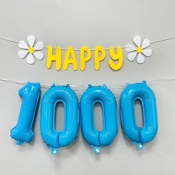 파티앤온 데이지 50일 100일 200일 1000일 셀프 촬영 숫자풍선세트, 1세트, 스카이 1000일 파티앤온 데이지 50일 100일 200일 1000일 셀프 촬영 숫자풍선세트, 1세트, 스카이 1000일