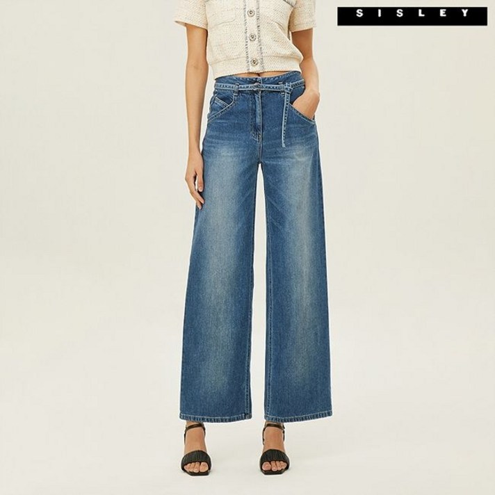 시슬리 벨티드 세미 와이드 데님 팬츠 SADPA3341DH12955