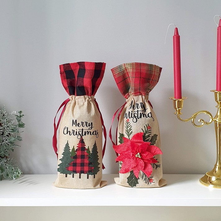 크리스마스 와인병 백 캐리어 커버 2type 와인 크리스마스 파티 테이블 소품 장식 성탄