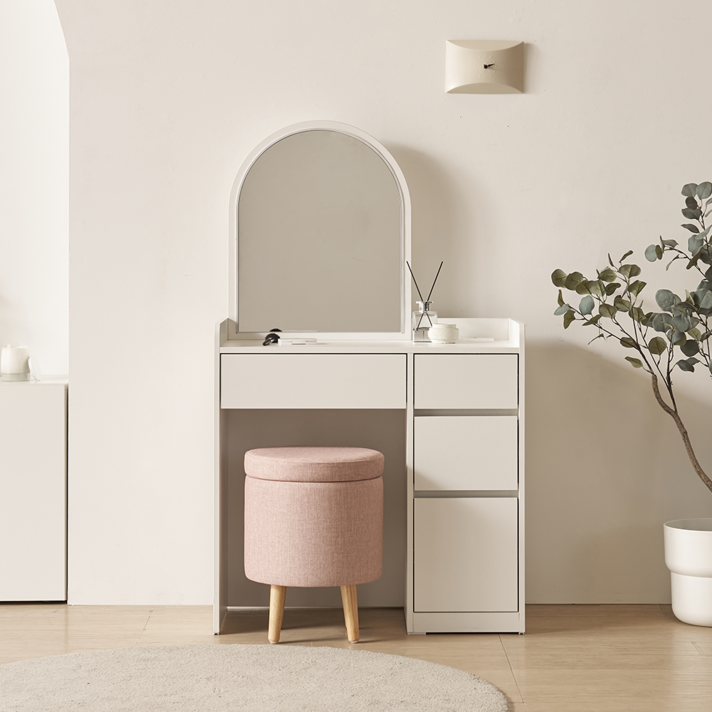 멜루어 800 수납 LED 조명 수납 모던 미니 거울 화이트 화장대