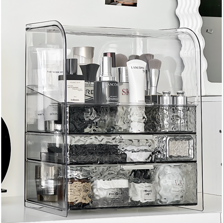 새해 뉴시즌 미노스토리 웨이브 특대형 3단 화장품정리함, FULL 차콜그레이, 1개