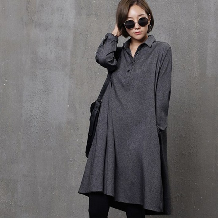 A598 자체제작 심플 셔츠형 원피스