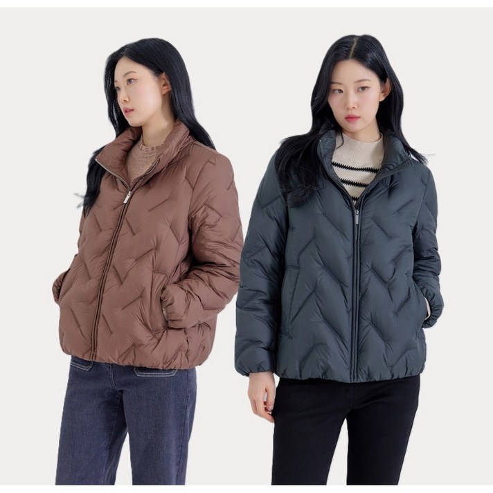 지센 자수퀼팅 다운 코쿤 덕다운 경량패딩 LNLWPA41