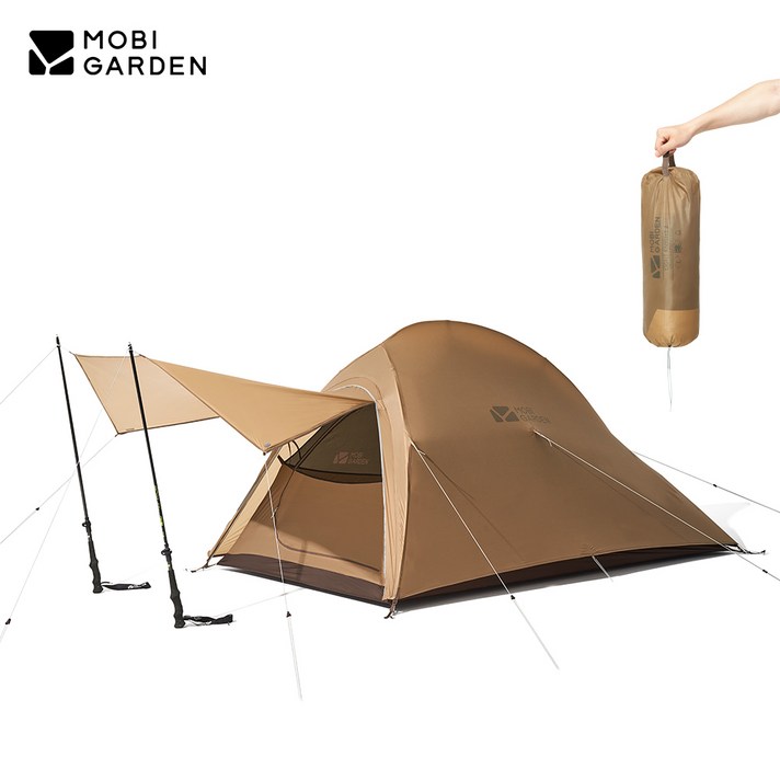 모비가든 캠핑 백패킹 텐트 Ultralight 초경량 트레킹 등산 휴대용 방수 방풍 알루미늄 20D 트레스버전 1~2인용 사계절용, 2인용