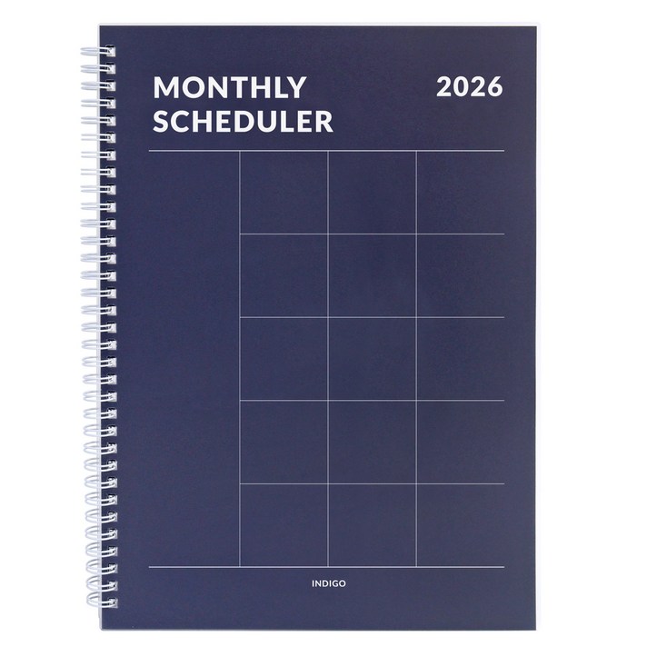 인디고 2026 기본 A4 먼슬리 스케줄러 날짜형 월간 다이어리 스프링
