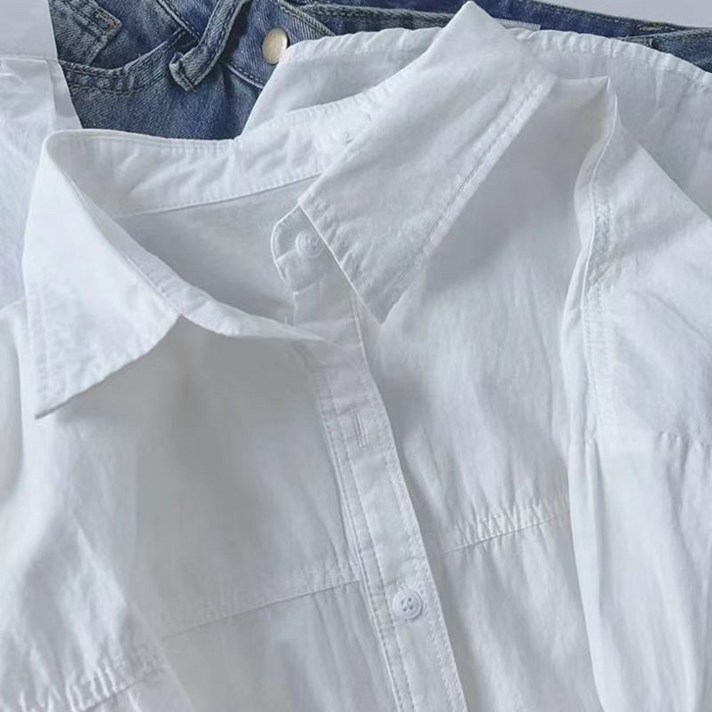 셔츠 여성복 여름 신상 캐주얼 코디 면 긴팔 상의 덧장 루즈핏 코트