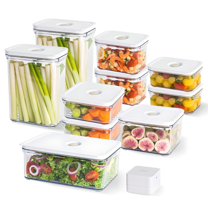 프랑코홈 파워바큠 진공용기 프리미어 세트, 1세트, 진공용기 10종  진공펌프