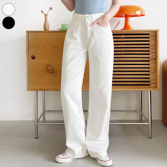 가비진 여성용 롱숏기장 선택 A라인 베이직 코튼 일자 와이드 팬츠 바지 키큰녀키작녀 면바지