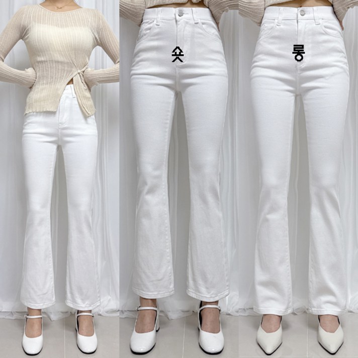 제이엠스타일 [8컬러/숏,롱/S~2XL] 여성 스판 부츠컷 청바지 여자 블랙 검정 나팔 바지 빅사이즈 봄 여름 가을 키작녀 키큰녀