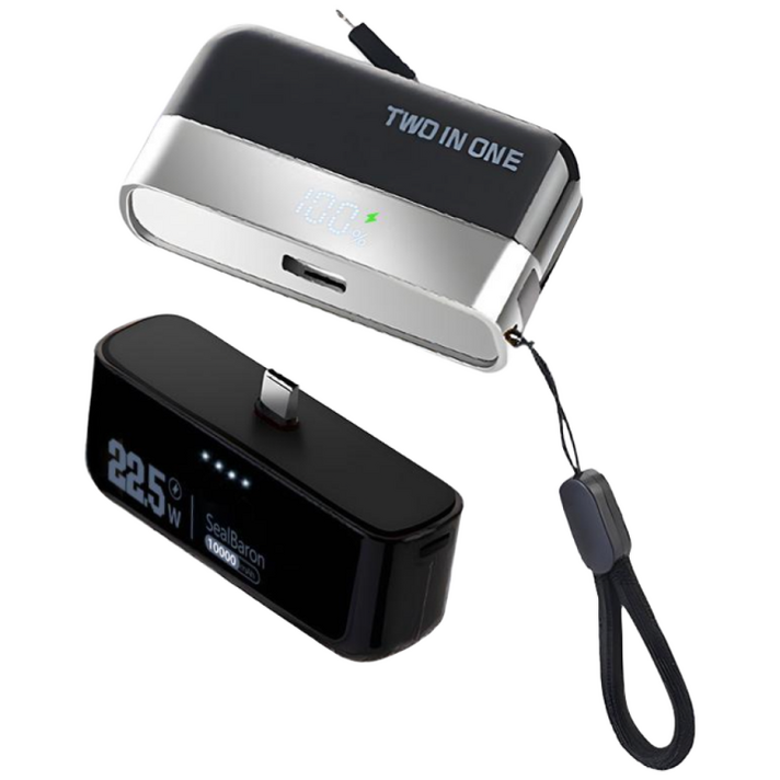 SealBaron 2 in 1 고속충전 c타입 PD 22.5W 도킹형보조배터리, 10000mAh50002 블랙