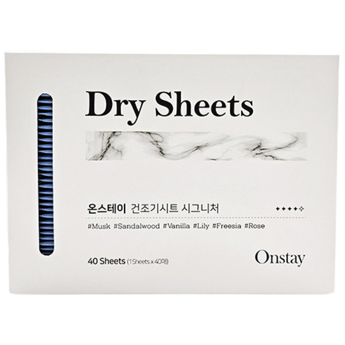 온스테이 건조기시트 스타일러 섬유유연제 드라이 아로마 엘지 LG 삼성 에어드레서 슈드레서 신발건조기 호환, 40개입, 1개