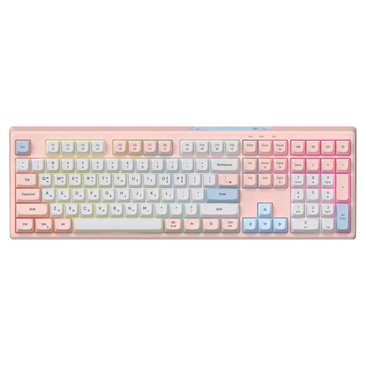 긱스타 USB C 유선 멤브레인 키보드, Pink + Blue + White, GK01P, 백축