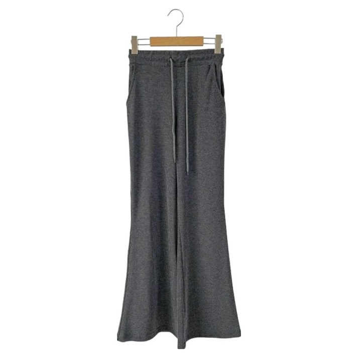 시크블랙 여성용 리하우 골지 부츠컷 허리밴딩 팬츠 cppt15388k58