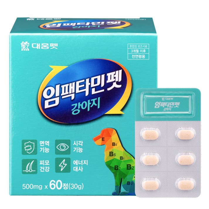 대웅제약 대웅펫 임팩타민펫 강아지 종합영양제, 비타민, 1개, 면역력 강화 대웅제약 대웅펫 임팩타민펫 강아지 종합영양제, 비타민, 1개, 면역력 강화