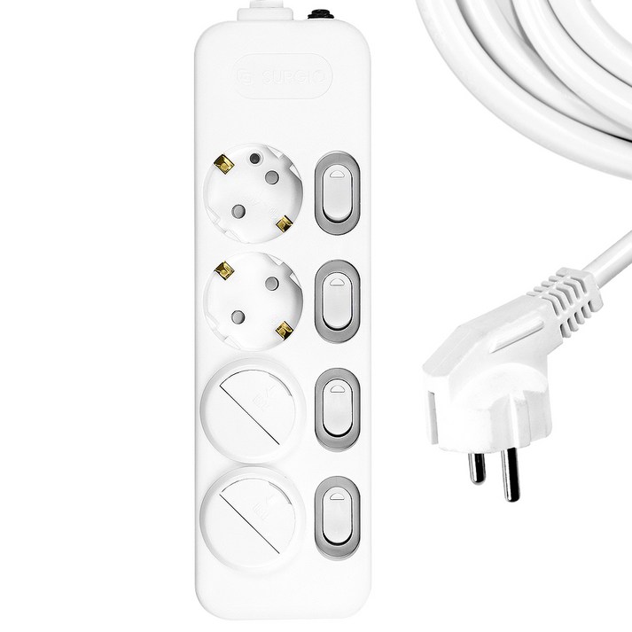 써지오 스위치 개별 멀티탭 4구 DH-1648-MT + 안전커버 2개, 5m, 단일 색상, 1개