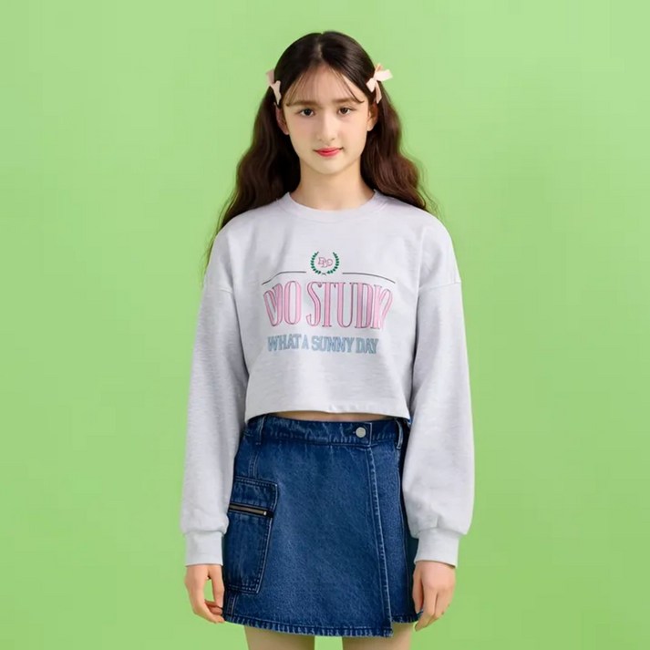 아이러브제이 초중생 써니 크롭 맨투맨