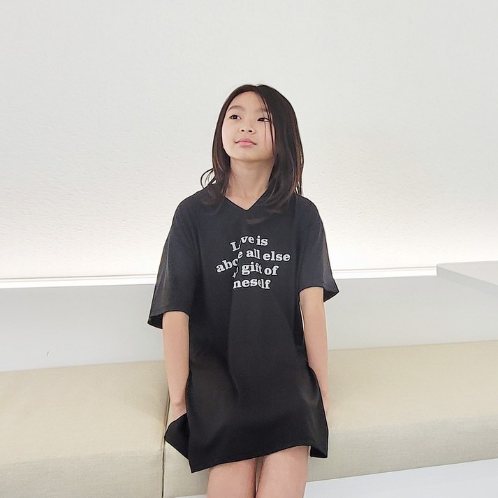 나노핏 여아용 어바웃 브이넥 트임 원피스