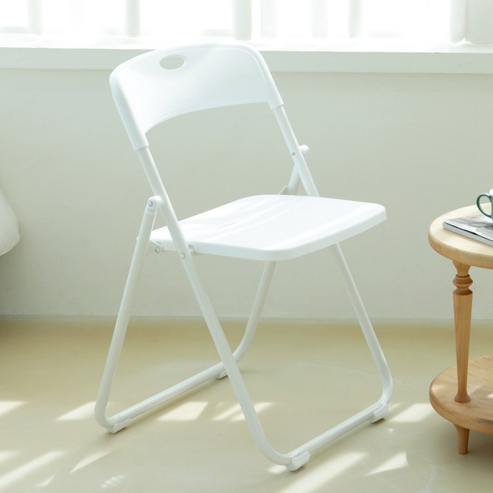 팬물산 이지라이프 등받이 접이식 사각 의자, 아이보리, 1개