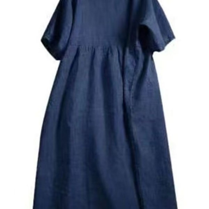 여성용 100 린넨 여름 캐주얼 빅사이즈 롱 원피스