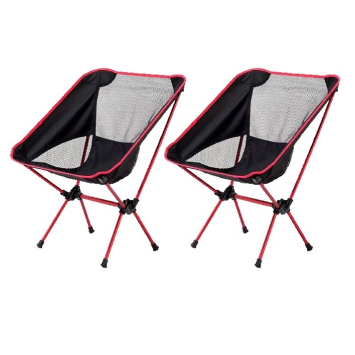 올라운더 초경량 폴딩 캠핑 낚시 의자, 레드, 2개
