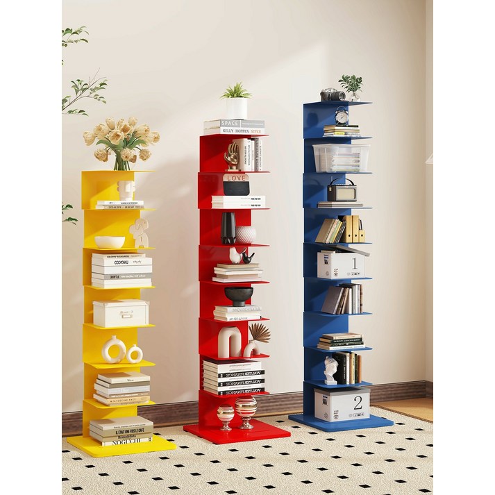 오버리치 코너책장 회전책장 수납장 5단 디자인 철제, 1단, 화이트