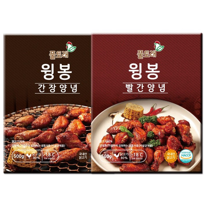 풀토래 매콤 간장 양념윙봉 2팩, 2개, 500g