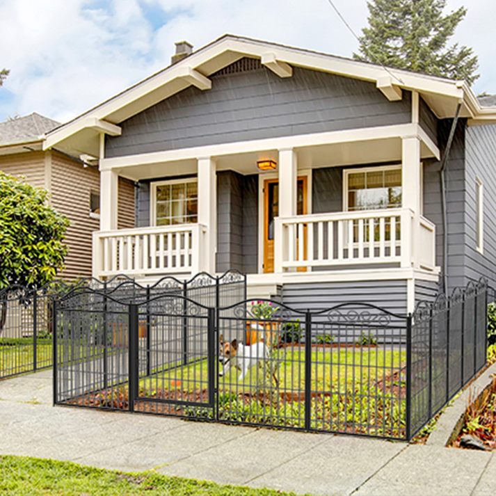 Bingopaw 강아지 실내외 대형 철제 울타리 펜스 8p, 블랙 1906388cm