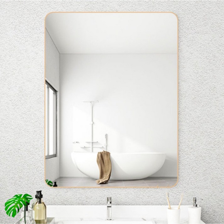 무타공마켓 붙이는 무타공 모던 사각거울 화장대 욕실 간편부착, 골드 20230127